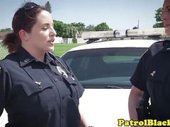 UhPorn presents: Femdom cop gags on black cock and gets fucked
