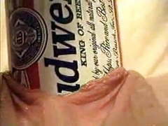 UhPorn presents: Extreme object insertion using a budweiser beer can
