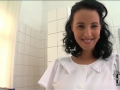 UhPorn presents: Footjob from nurse in sexy white stockings