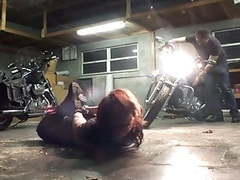 UhPorn presents: Biker girl hogtied in the garage