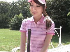UhPorn presents: Naughty brunette sucks stud's dick after a game of golf