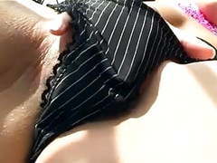 UhPorn presents: Exhibitionist in lingerie masturbates outdoors