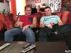 UhPorn presents: Guys sucking dick and stroking cock on couch