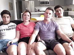 UhPorn presents: Crazy teen 4some. ass splitting huge cock and rimming!