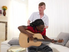 UhPorn presents: White gay dude strokes his dick while getting fucked by a bbc, Gay