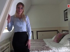 UhPorn presents: German female real estate agent secretary in pantyhose fuck