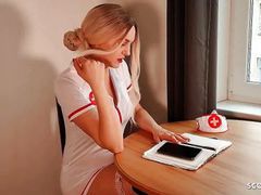 UhPorn presents: German nurse lauren help guy with sex to get a sperm sample