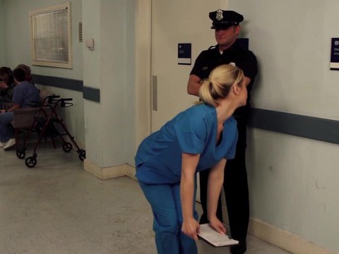 UhPorn presents: Nurse tara lynn fox drops on her knees to give a sloppy blowjob