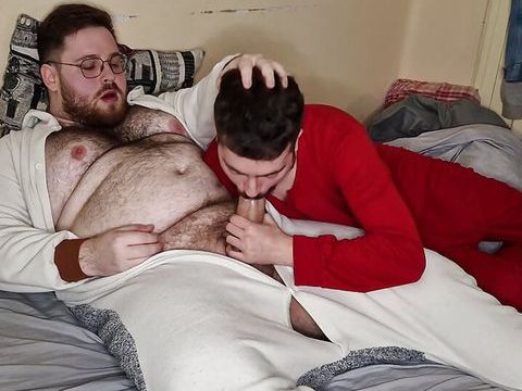 UhPorn presents: Bears sucking each other's cocks in pajamas