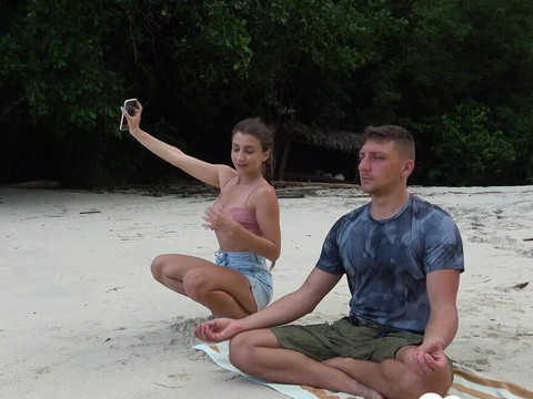 UhPorn presents: Meditation on the beach ended with a blowjob