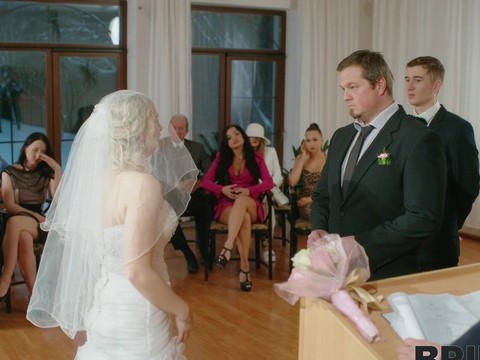 UhPorn presents: Dirty bride kristy waterfall rides a lover while people watch