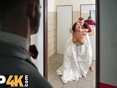 UhPorn presents: Vip4k. being locked in the bathroom, sexy bride doesnt lose time and seduces random guy