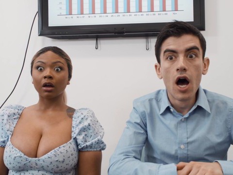 UhPorn presents: Interracial fucking in the office with naughty avery and zoe