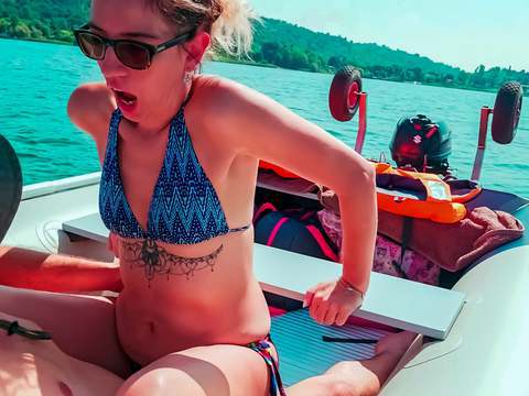 UhPorn presents: Wife gets fucked on a boat and gets a creampie from her husband's best friend