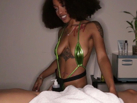 UhPorn presents: Tattooed ebony with natural tits sucking a hard dick - mena