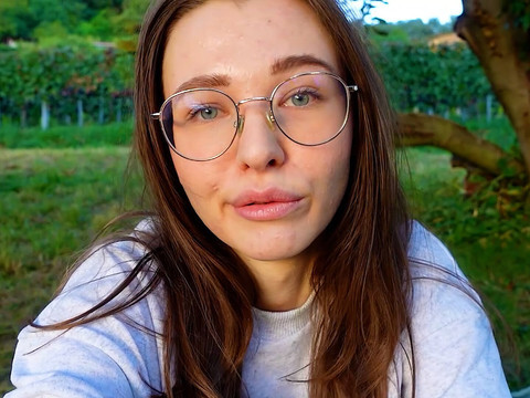 UhPorn presents: Alone? outside on the fields i presnet my huge labia teen pussy and clit
