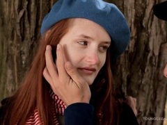 UhPorn presents: Kissing a sexy teen redhead in the park