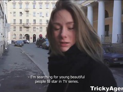 UhPorn presents: Beautiful teen strips and sucks in reality porn