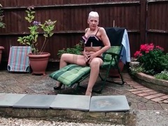 UhPorn presents: Granny models her hot lingerie set outdoors
