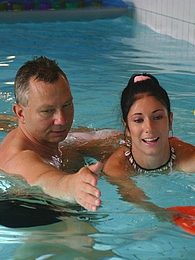 UhPorn presents: Brunette teenage beauty fucked by a horny swim teaching paps
