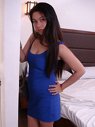 UhPorn presents: Sultry raven-haired Filipina tart in blue dress drains cum from foreign cock