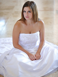 UhPorn presents: Busty glamorous amateur Danielle models wedding gown indoors & by the pool