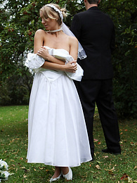 UhPorn presents: Blonde bride Hayley Marie Coppin gets naked on a lawn while taking her vows