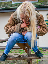 UhPorn presents: Blond hungarian cutie Kiara Lord strips and presents her amazing boobs and ass outdoors